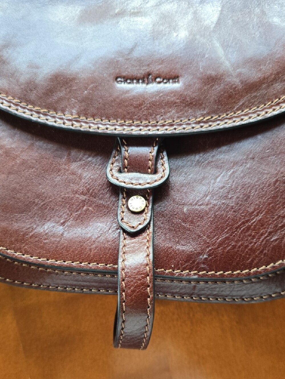 Gianni Conti Brown Leather Crossbody Bag - Picture 4 of 10